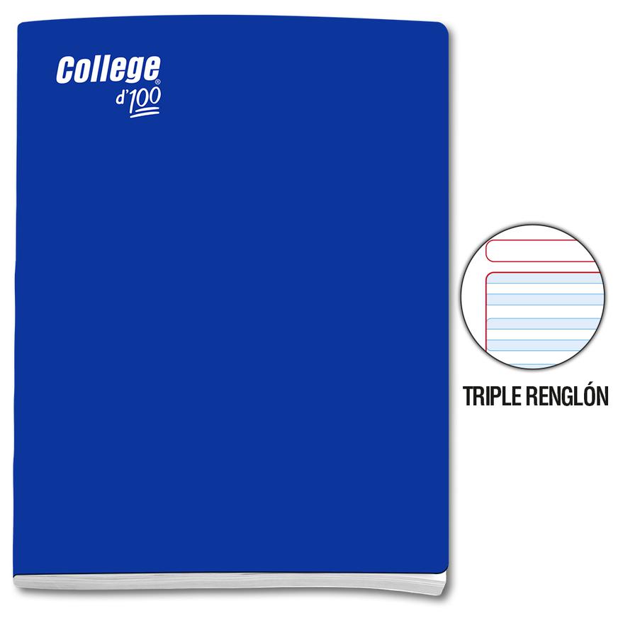 Cuaderno Triple Rengl&oacute;n Con Sombra Deluxe College A4 Azul 100 Hojas image number 0